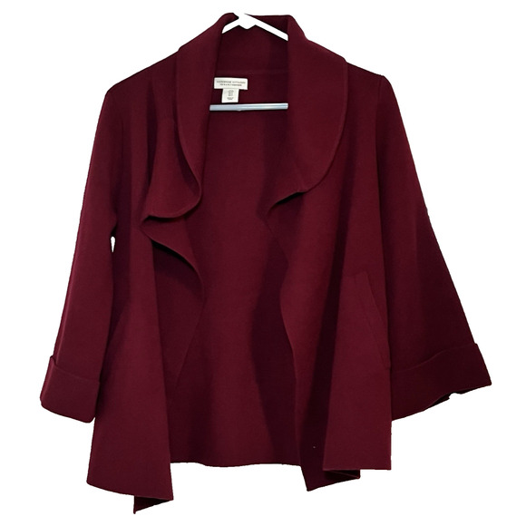 ADRIENNE VITTADINI 100% 2-PLY CASHMERE SWING SWEATER SHAWL JACKET SZ SMALL FLAW - Picture 1 of 13